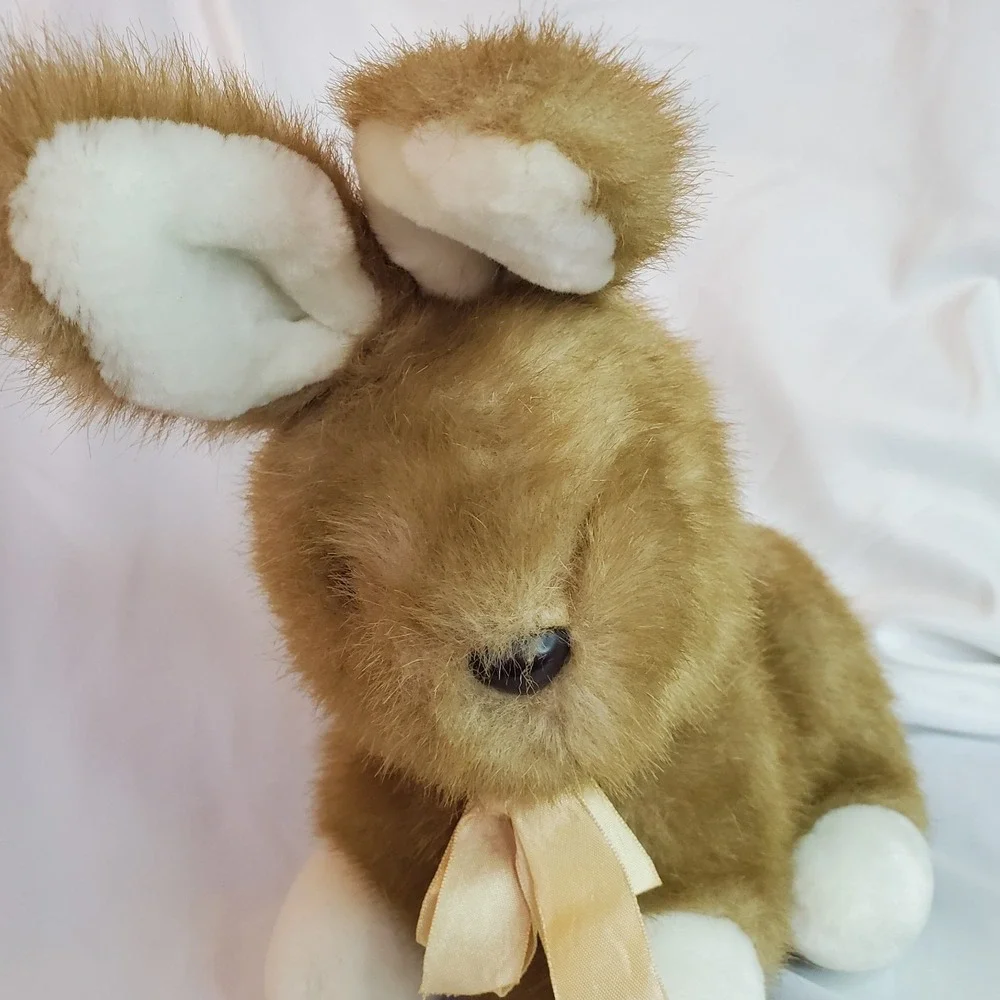 VTG Walmart Bunny Rabbit Brown with Yellow‎ Bow White Feet Plush Stuffed Animal